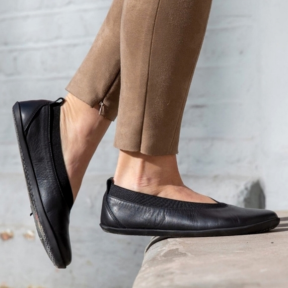 New! Vivobarefoot Opanka Ballerina Flats ~ Black Leather Slip-On Minimalist Shoe - Picture 2 of 14